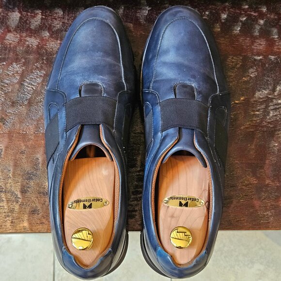 Moral Code Men's Erast Leather Slip-On Sneaker, Blue/Black, Sz 12 - Picture 6 of 16